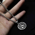 Stainless Steel Serenity Prayer Cross Pendant Religious Necklace Praying Hands Coin Medal For Him