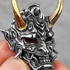 Hannya Mask Pendant Necklace — Stainless Steel