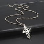 Unalome Lotus Flower Pendant Necklace — Stainless Steel Chain