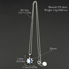 Iced Out Moon Silver Pendant Sterling Blue Zircon