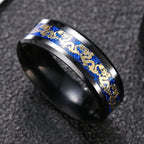 Luxury Stainless Steel Dragon Ring for Men And Women Blue Black Snake Design Fashion Jewelry for Pride Party Halloween Gifts