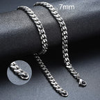 3-11MM Classic Cuban Chain Necklace for Men Women,Silver Black Gold Grey Color Stainless Steel Chains,Basic Punk Jewelry Gift