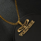 Atoztide Personalized Customized Brand Logo Names Pendant Necklace Stainless Steel Thick Chain for Men Women Jewelry