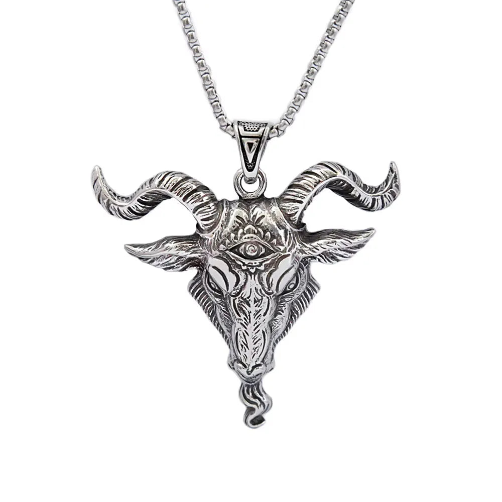 Baphomet Goat Head Pendant Necklace — Stainless Steel
