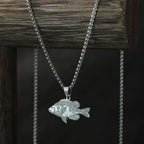 Kinitial Fish Pendant Necklace Women Girls Stainless Steel Chain Choker Trendy Sea Animal Sunfish Jewelry Birthday Gift