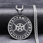 Witch Triple Moon Goddess Hecate Necklace for Women Men Stainless Steel Greek Mythology Chain Necklace Jewelry collier