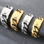 Cool 25/30mm Hip Hop Cuban Link Chain Bracelet Man Vacuum Plated 316l Stainless Steel Men's Bracelets Heavy Duty Street