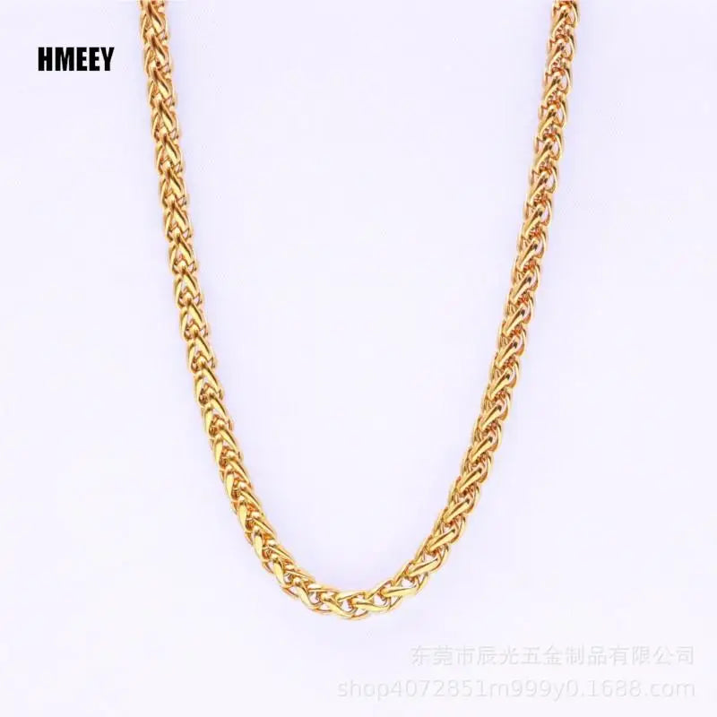 Hmeey 3MM-8MM STAINLESS STEEL TWIST LONG CHAIN NECKLACE FOR MEN Neck Punk Jewelry Pendant Accessories Male Chains