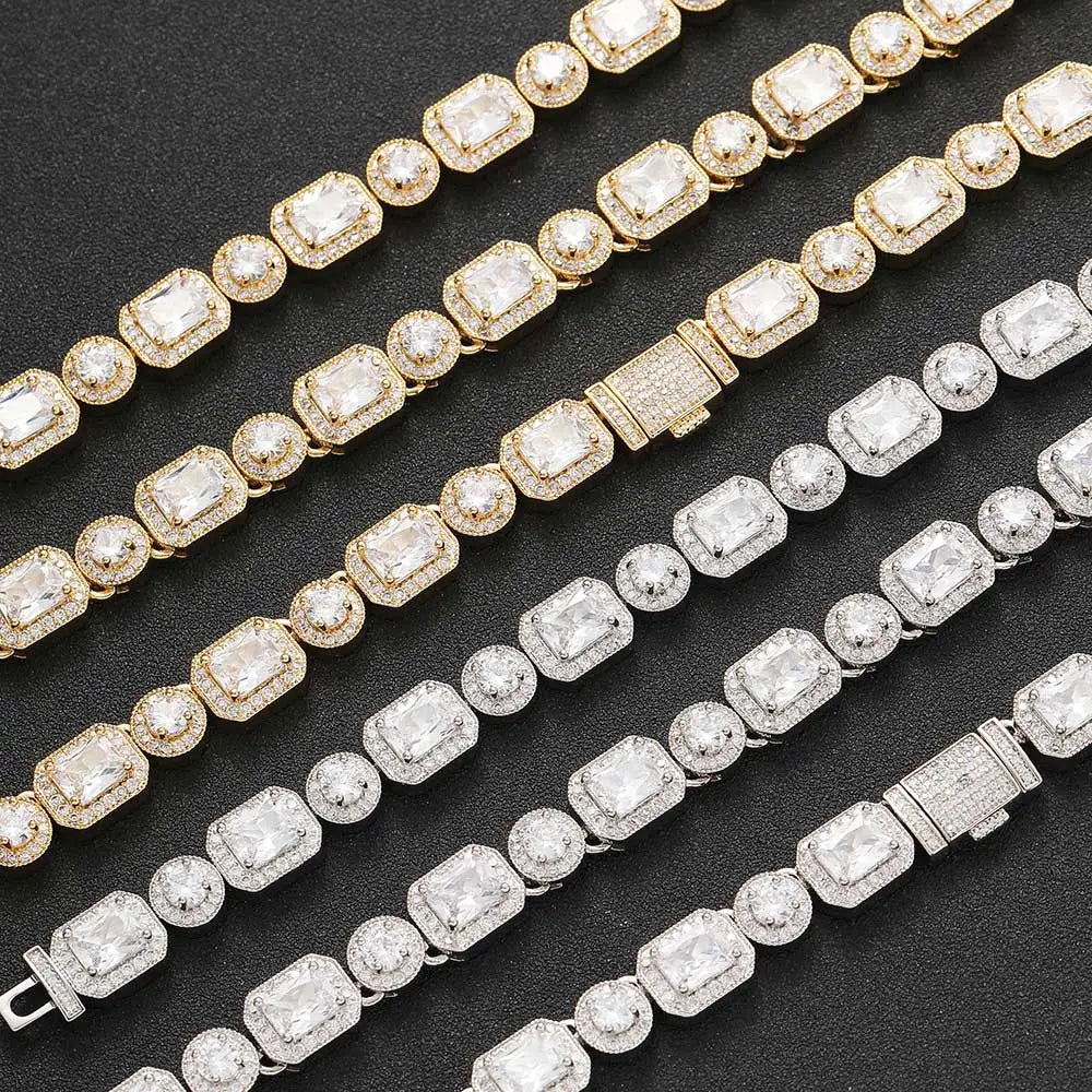 Tennis Bracelet Stainless Steel 10MM T-Square Iced