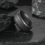 Antique Rune Pattern Engraved Stainless Steel Ring for Men Viking Punk Gothic Edgy Jewelry Mystic Biker Accessories