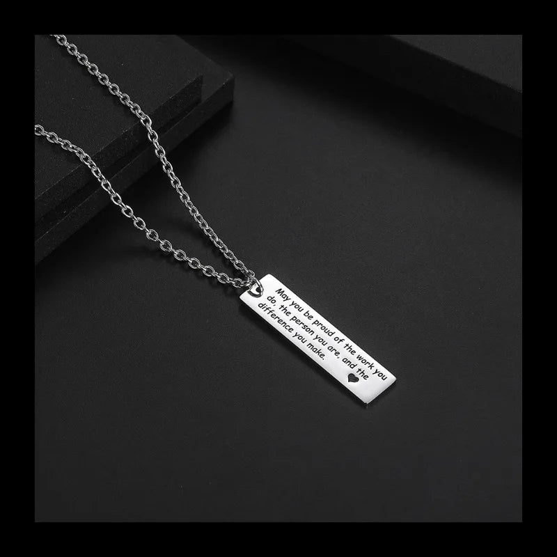 Square Brand Letter Pendant — Stainless