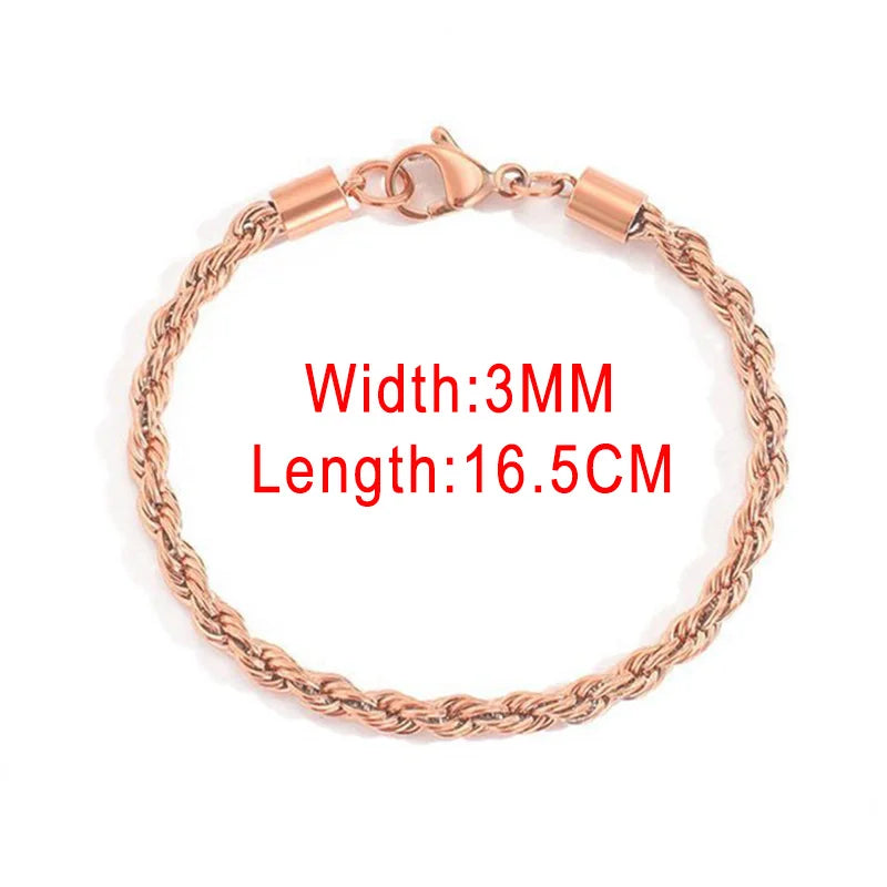 Rope Chain Bracelet 3-4mm — Stainless Steel