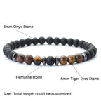 Noter Minimalist Beaded Bracelet For Men 6mm Hematite Onyx Tiger Eyes Stone Braclet Leisure Accessories Pulseras Para