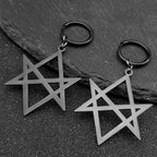 Hexagram Silver Hoop Earrings — Stainless Steel