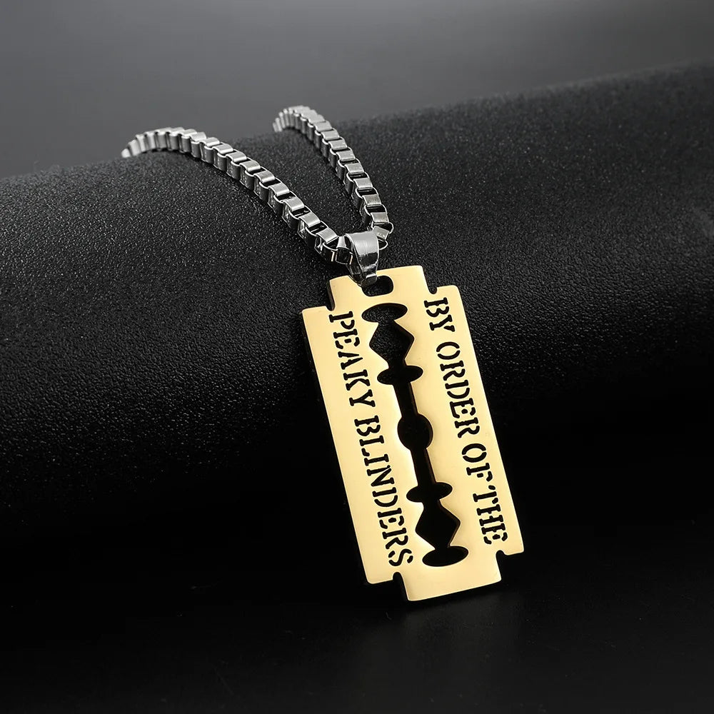2021 New Fashion Street Hip-Hop Rock Jewerly Men Women Stainless Steel Flame Quenched Razor Blade Pendant Necklaces Punk Jewelry