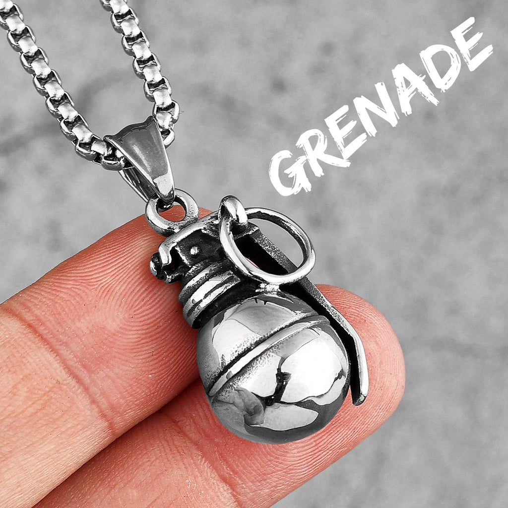 Grenade Stainless Steel Pendant Necklace