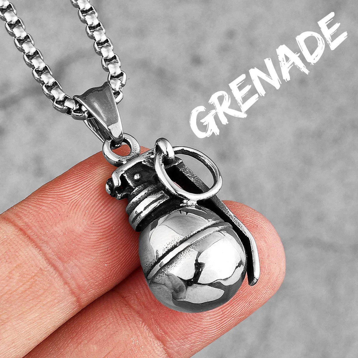 Grenade Stainless Steel Pendant Necklace