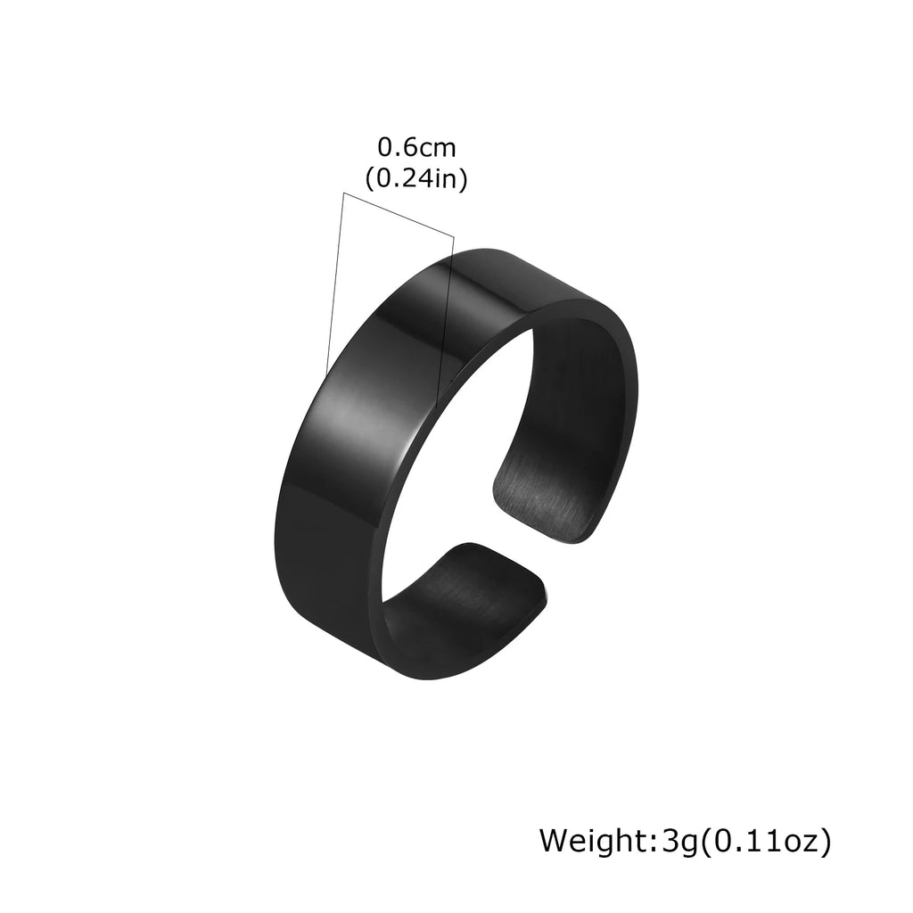 Punk Bend Ring for Men Boys,High Polished Stainless Steel Adjustable Ring,6/8/11.5mm Width Simple Ring for Husband Son