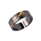 1Pc Personlity Adjustable Ring Male Silver Jewelry Opening Size Popular Gold Black Collision Lava Ring For Men