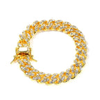 Luxury 24K 9999 Pure Gold real gold Men's Hip Hop 12mm Diamonds Cuban Bracelet