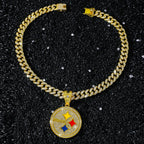 Round Disc Logo Pendant Necklace — 50cm Length