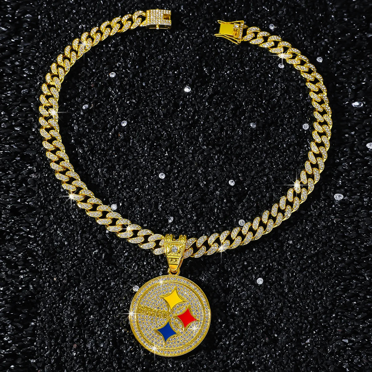 Round Disc Logo Pendant Necklace — 50cm Length