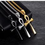 Gold Cross Ankh Pendant Necklace Stainless Steel