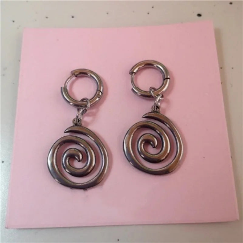 Swirl Hoop Earrings — Stainless Steel