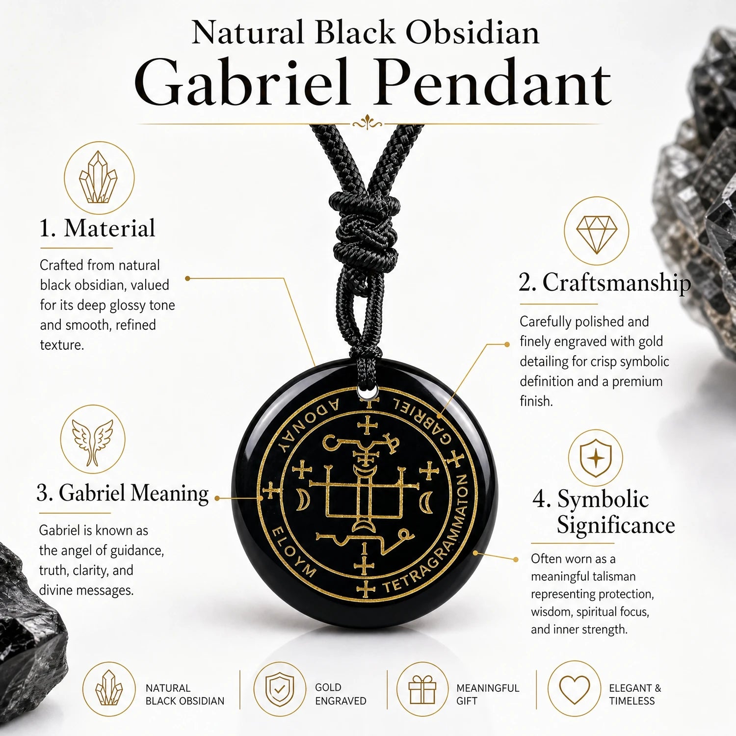 Iced Out Archangel Gabriel Pendant Necklace 30mm