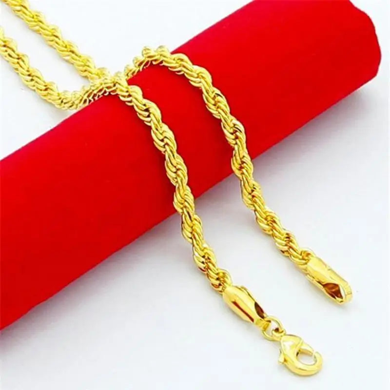 Twist Walnut Necklace Men's 24K Gold AU999 - Tough twist chain body, walnut for luxury, perfect for business parties