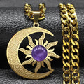Tiger Steel Pendant Wicca Sun Moon Eye Natural