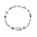 Gold Iced Out Tennis Necklace Colored Gemstone