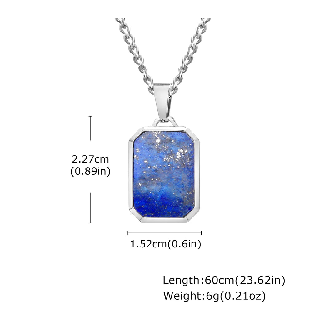 Lapis Lazuli Stone Pendant — Stainless