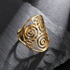 Stainless Steel Adjustable Triskele Rings Celtic Knot Spiral Amulet Rings for Women Triskelion Irish Jewelry Christmas