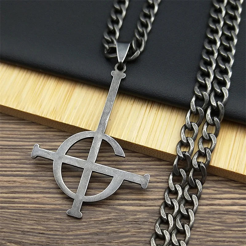 Cross Black Pendant Necklace — Stainless Steel