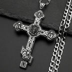 Hiphop Jesus Cross Pendant Necklace For Women Men Stainless Steel Black Retor Vintage Male Christianity Chain Jewelry Gifts