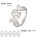 Triple Moon Pentagram Signet Ring — Stainless Steel