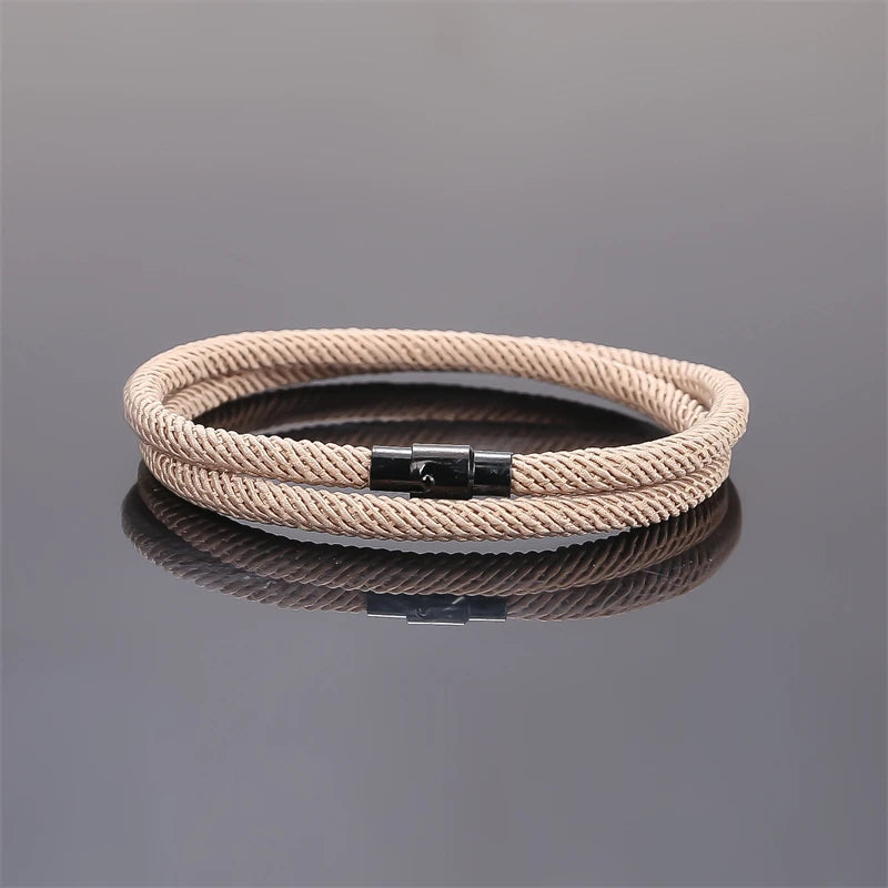 New Minimalist Men's Rope Bracelet Double Layer Survival Bracelet Accessories Boyfriend Gift Magnet Buckle Men's