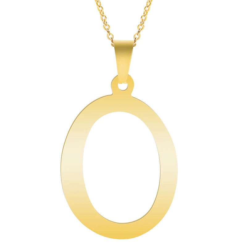Initial 26 Letters Pendant Stainless Steel Necklaces For Women Men Accessories English Alphabet Necklace Fashion