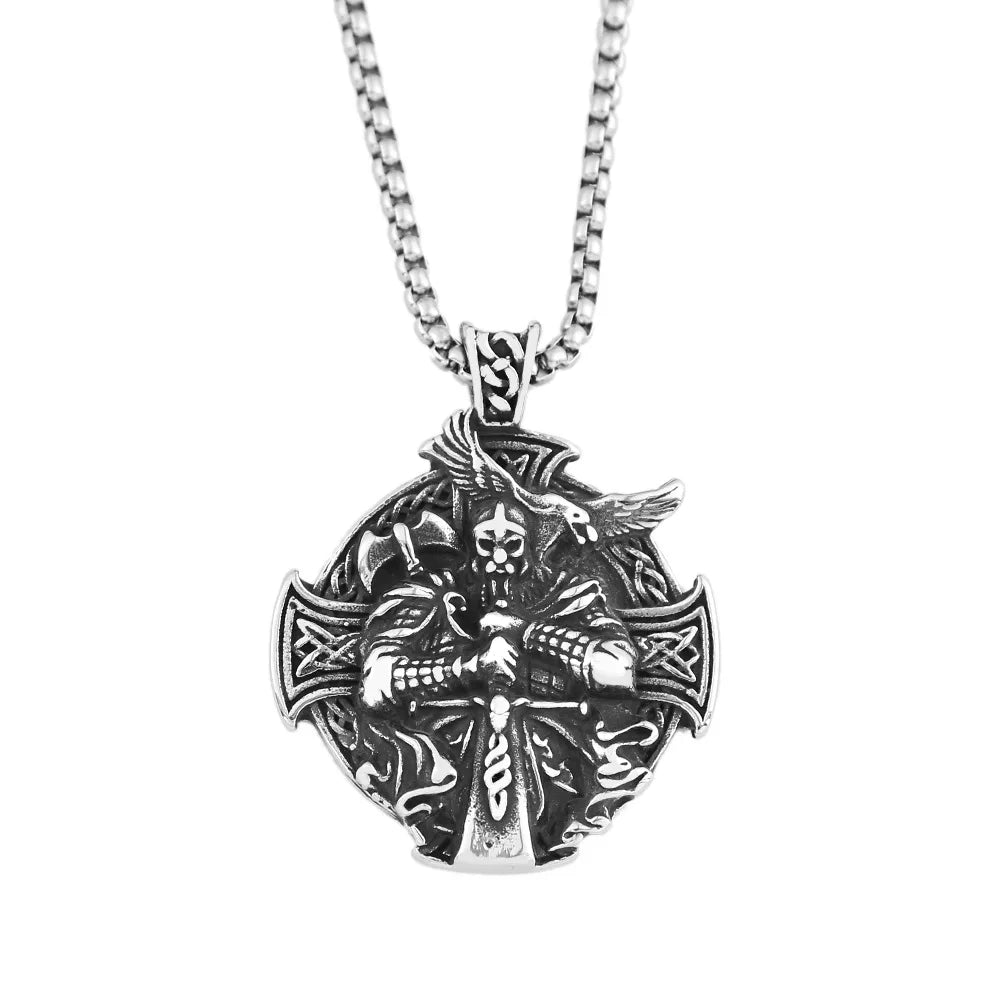 Wolf Odin Steel Pendant Vintage 316L Viking Warrior