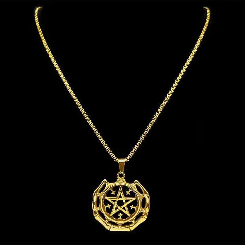 Star Celtic Steel Pendant Vintage Witch Knot Pentagram