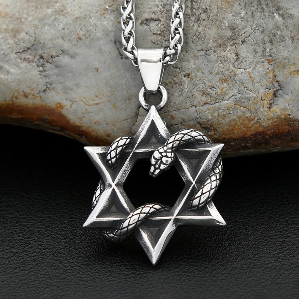 Star Snake Steel Pendant Punk Vintage David Hexagram