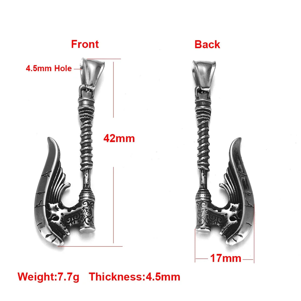 Stainless Steel Viking Norse Pendant for Necklace DIY Accessories Jewelry Making Findings Men Charm Supplies Punk Axe