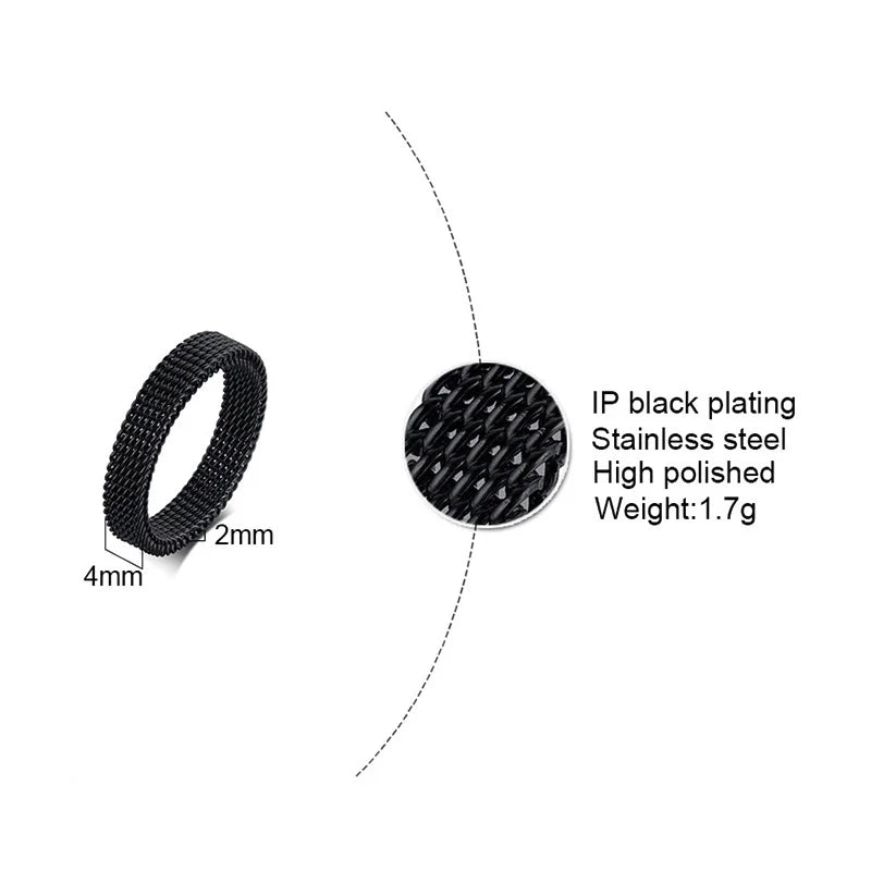 Mesh Band Ring — Stainless Steel