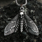 Vintage Gothic Style Death Moth Necklace Unisex Punk Stainless Steel Butterfly Skull Pendant Animal Jewelry Gift