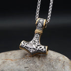 Vintage Stainless Steel Viking Thor's Hammer Pendant Necklace For Men Nordic Celtic Knot Necklace Fashion Jewelry Gift