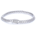 TUHE Unisex VVS1 D Color Moissanite 6mm Cuban Chain Bracelet  S925 Silver For Men Hip Hop Jewelry