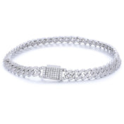 6MM Iced Out Silver Cuban Chain Bracelet