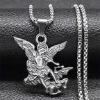 Archangel St.Michael Protect Me Necklace for Women Men Stainless Steel Saint Protection Chain Jewelry corrente