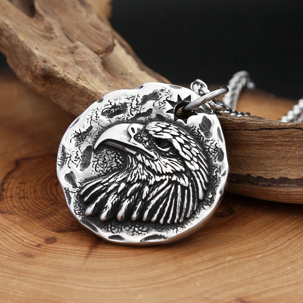 Eagle Steel Pendant Vintage Head 316L American